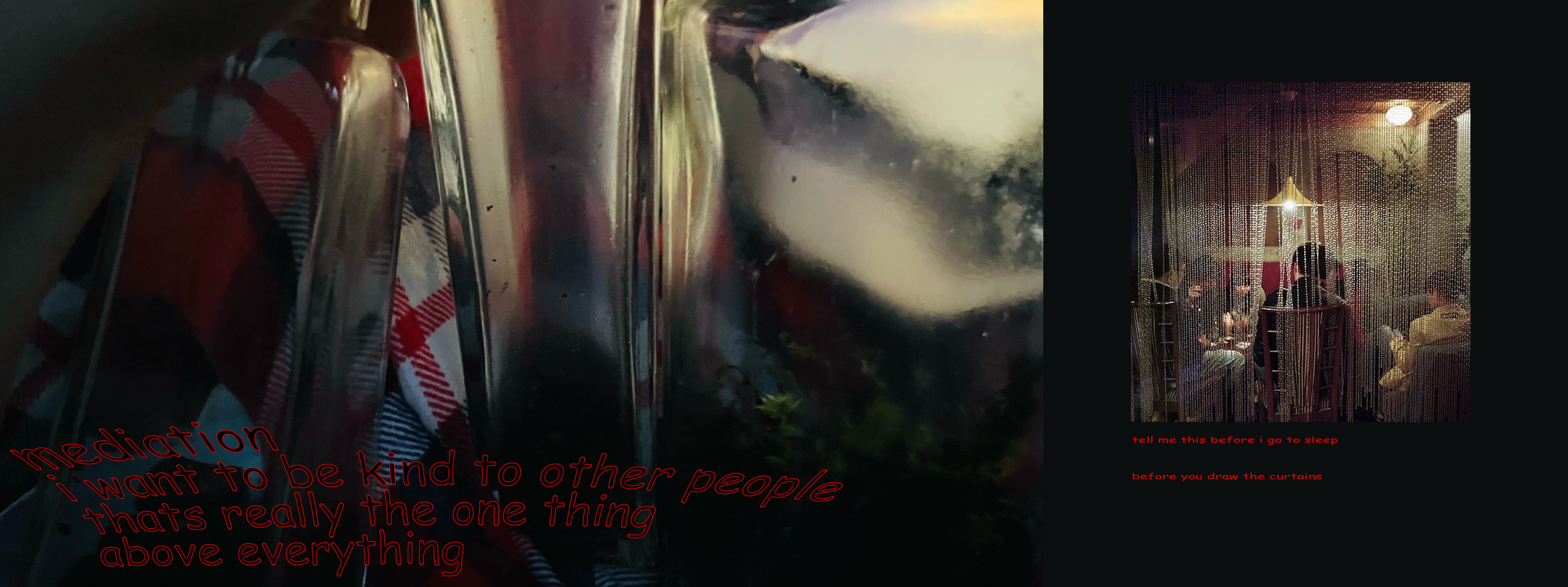 mediation: tell me this before i go to sleep. before you draw the curtains. i want to be kind to other people. thats really the one thing above everything